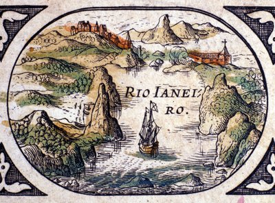 Vista de Río de Janeiro, Brasil, 1600 de Willem Janszoon Blaeu